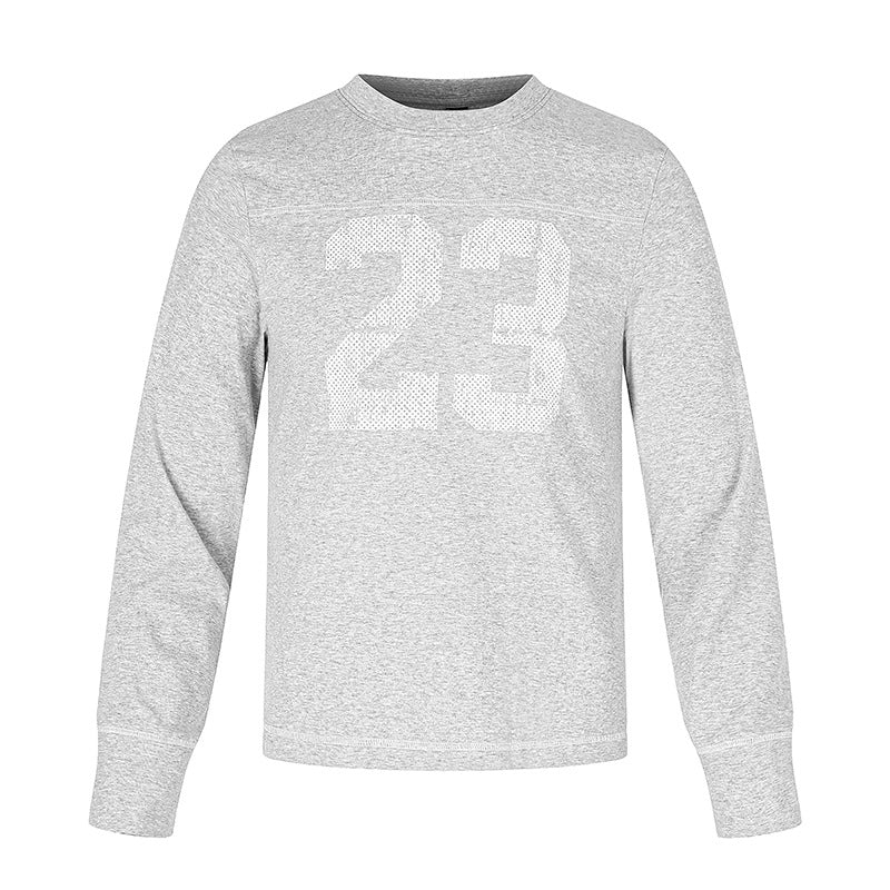 Men's Long Sleeve Sweatshirt with Crew Neck and Sporty Number Print Amarae