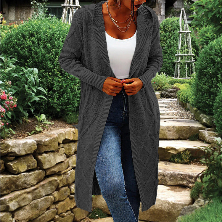 Knitted coat for women with braided crocheted design and open cut Amarae