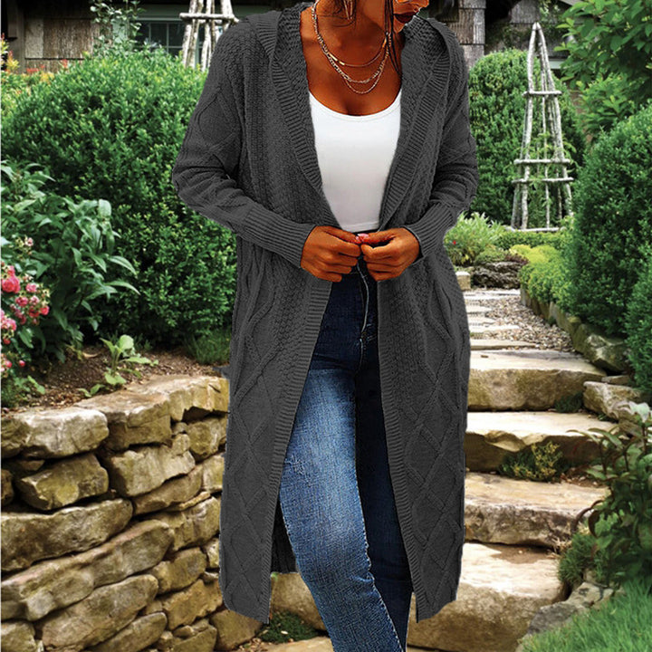 Knitted coat for women with braided crocheted design and open cut Amarae