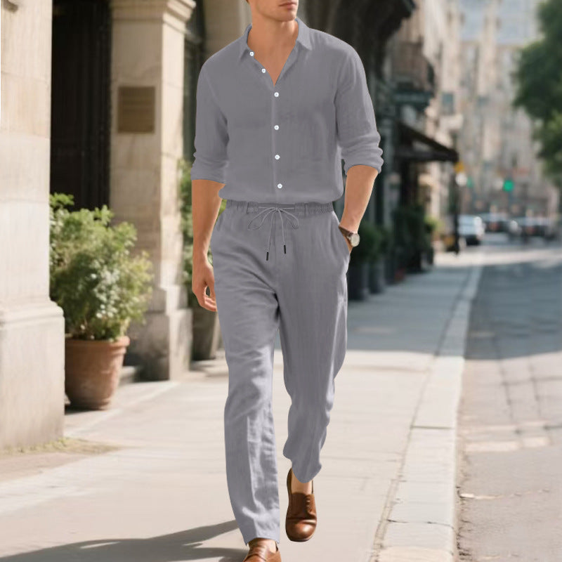 Casual linen pants for men with elastic waistband and practical drawstring Lune London