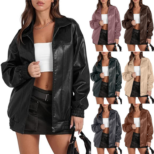 Ladies casual oversized jacket with elastic cuffs and practical pockets Amarae