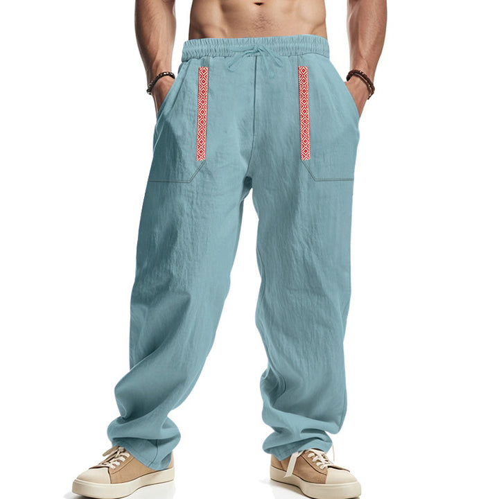 Casual linen cargo pants for men with practical side pockets and elastic waistband Lune London