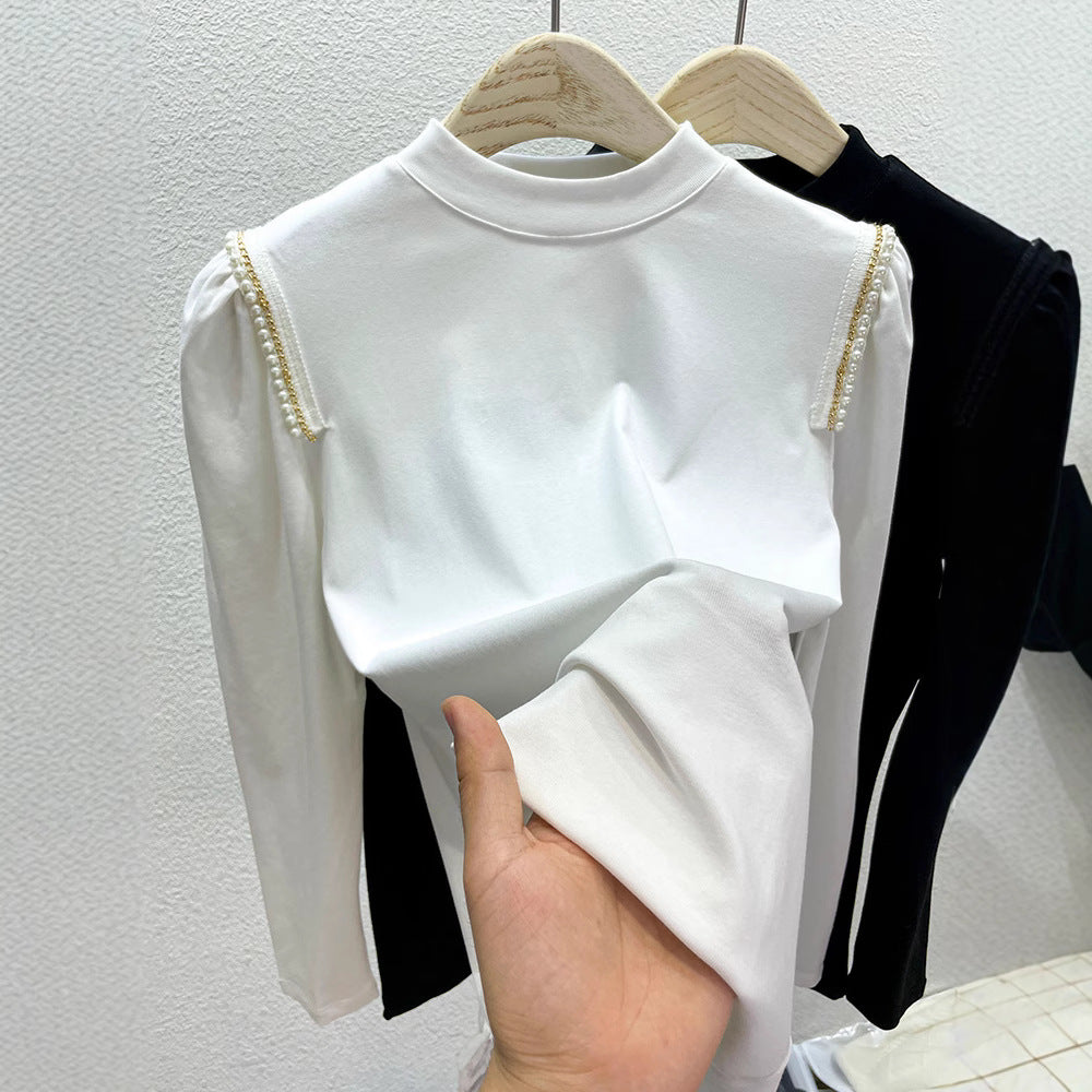 Women elegant long sleeve top with special pearl applications Chic & Stil