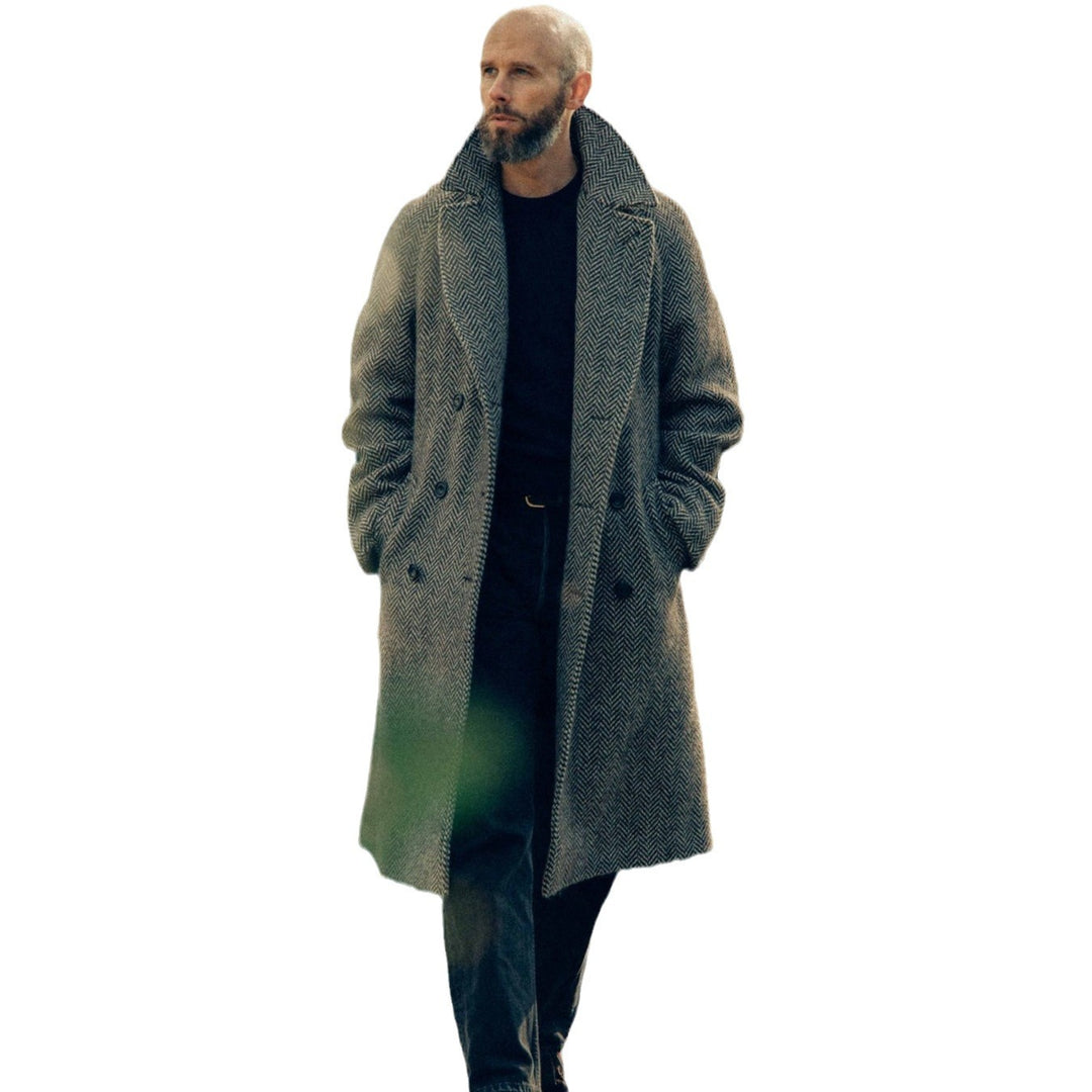 Wool coat for men with an elegant herringbone pattern Amarae