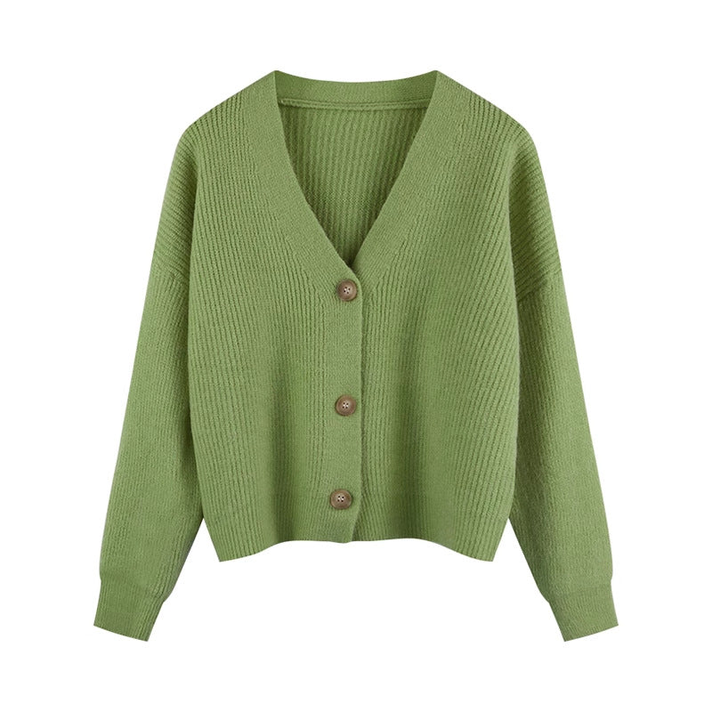 Women's knit cardigan with V-neck and high-quality button details Lune London
