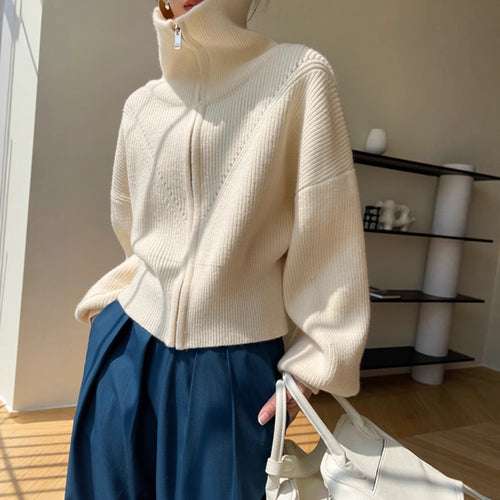 Pull en maille épaisse pour femme avec col montant et coupe oversize Chic & Stil
