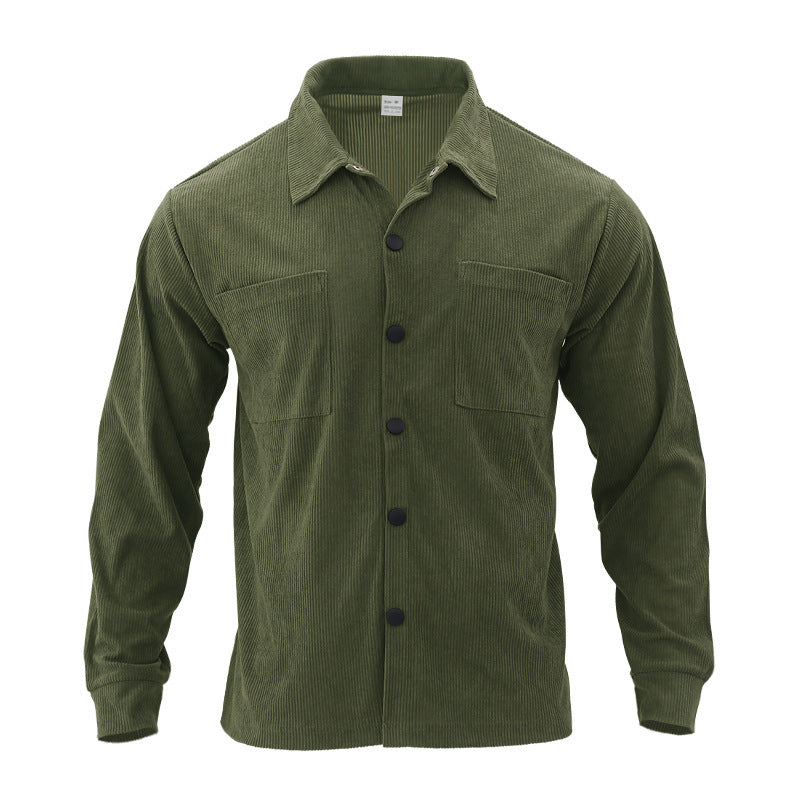 Corduroy shirt for men with modern snap buttons and practical chest pockets Lune London