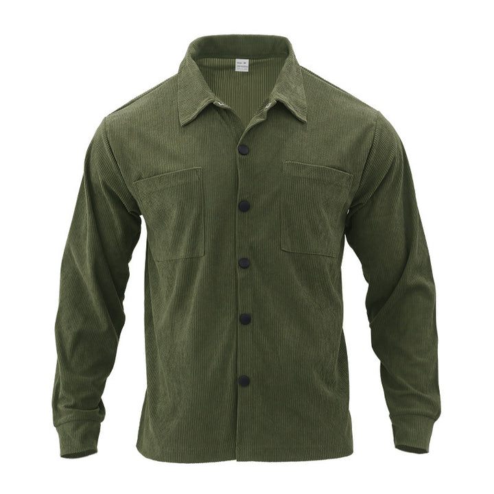 Corduroy shirt for men with modern snap buttons and practical chest pockets Lune London
