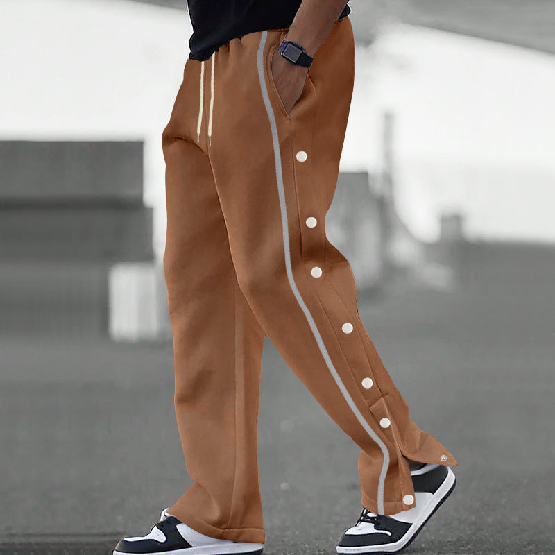 Men's sporty leisure pants with snap button detail and elastic waistband Lune London