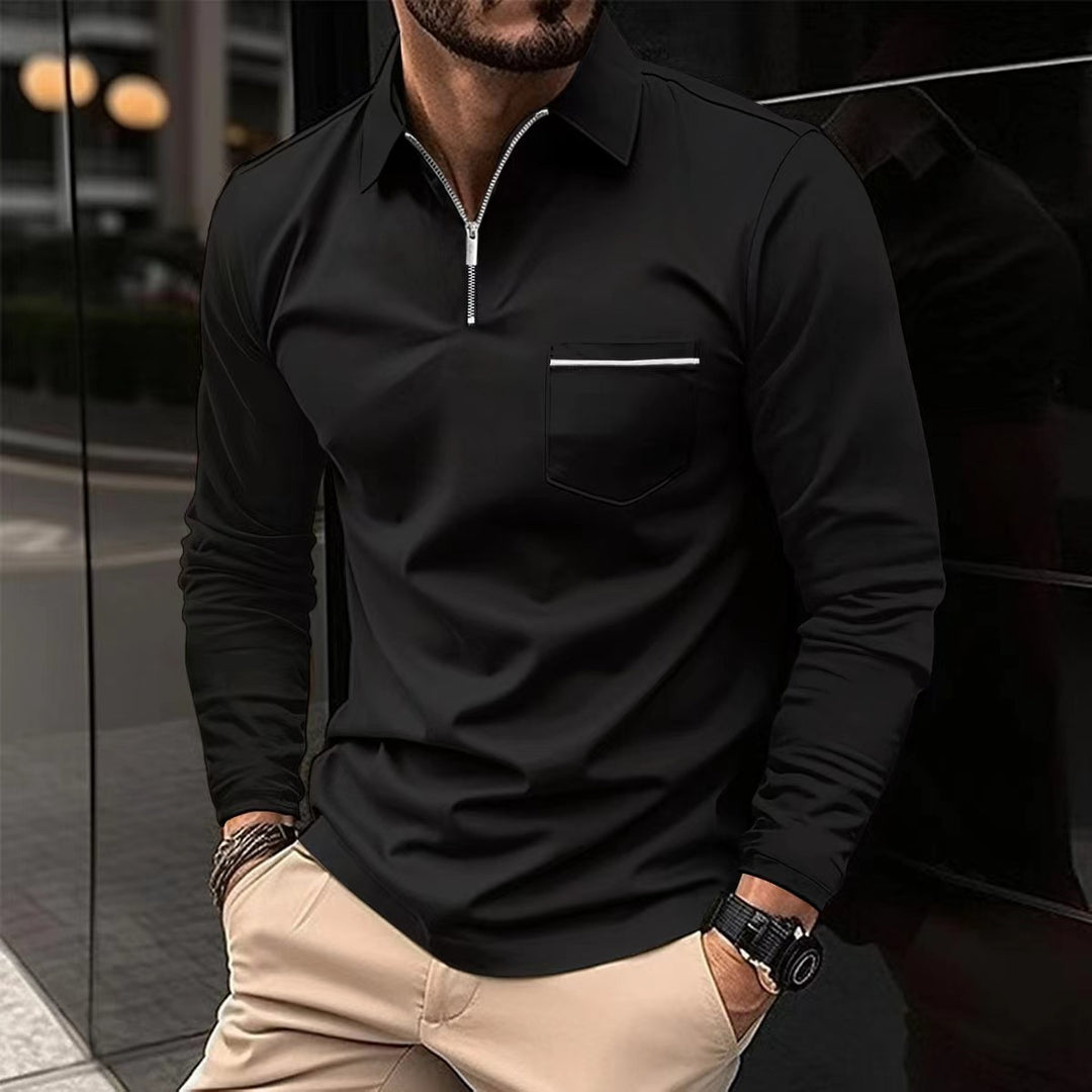Men's long sleeve shirt with zipper and chest pocket Lune London