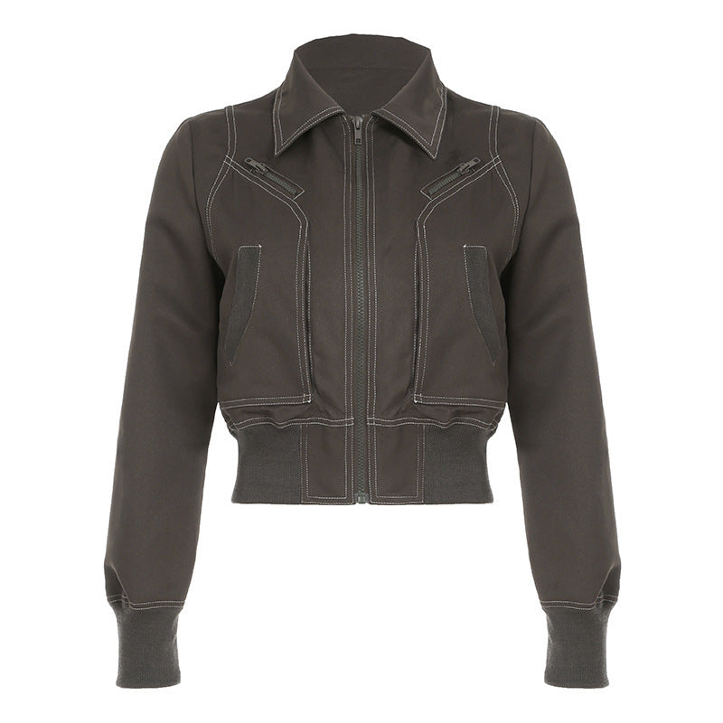 Cropped women's jacket with zipper and convenient pockets Lune London