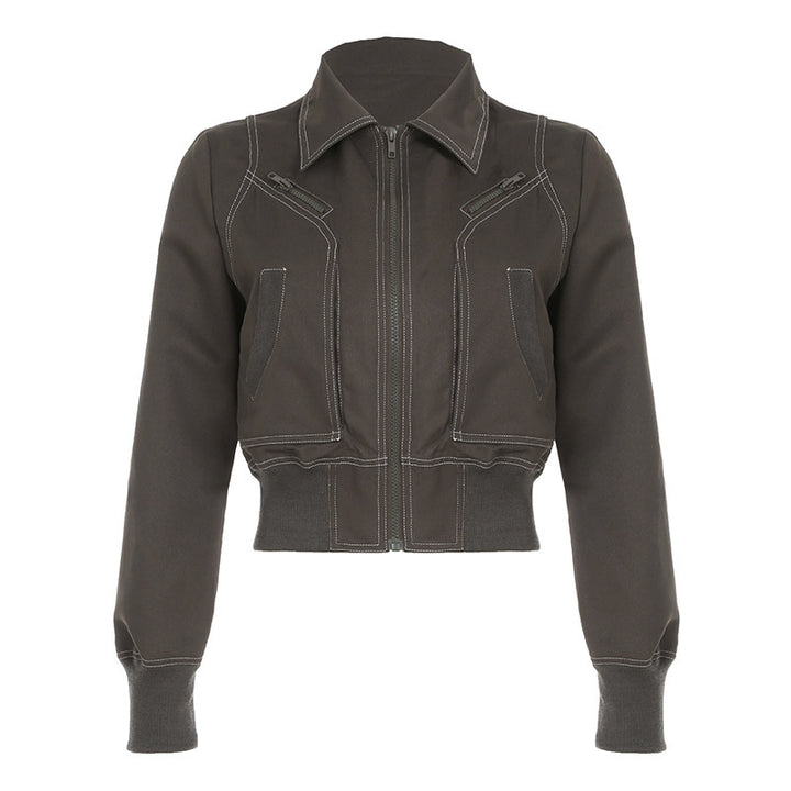 Cropped women's jacket with zipper and convenient pockets Lune London