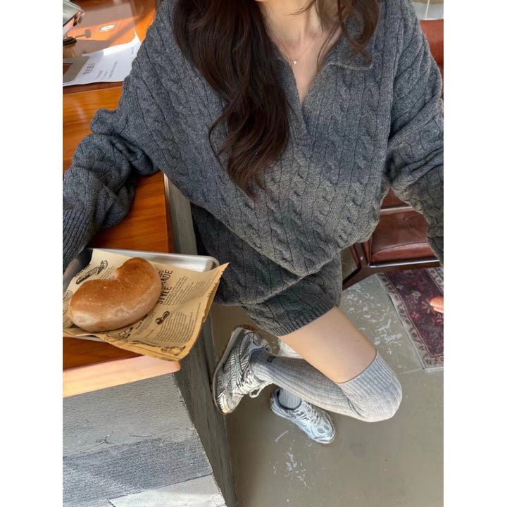 Sweater chunky en tricot pour femmes avec motif en câble Chic & Stil