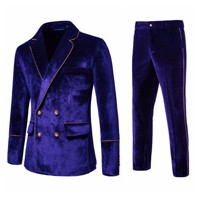 Velvet suit for men with gold details and classic lapels Amarae