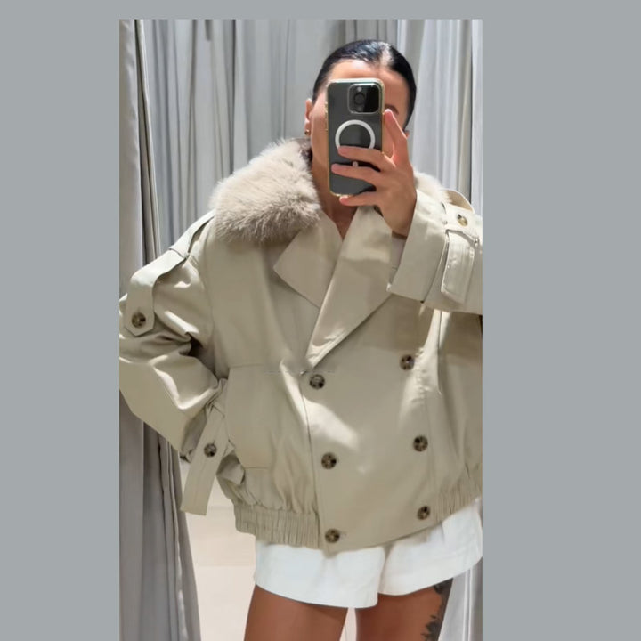 Elegant women's outdoor jacket with faux fur collar Lune London