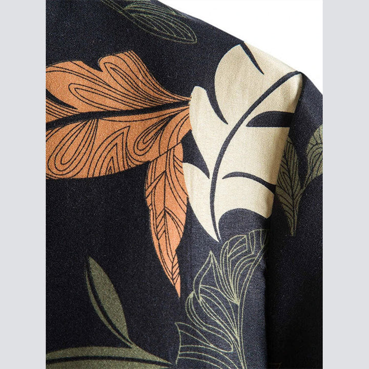 Men's Short-Sleeve Shirt with Floral Pattern and High-Quality Cotton Lune London