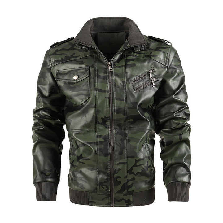 Camouflage leather jacket for men with urban style Lune London