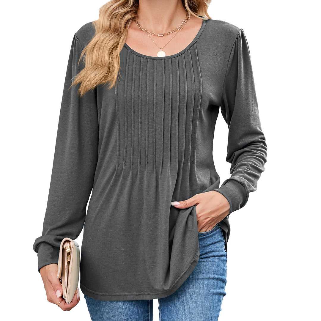 Long sleeve women's T-shirt with decorative pleats Lune London