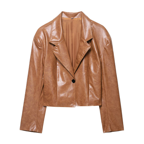 Cropped faux leather jacket for women Amarae