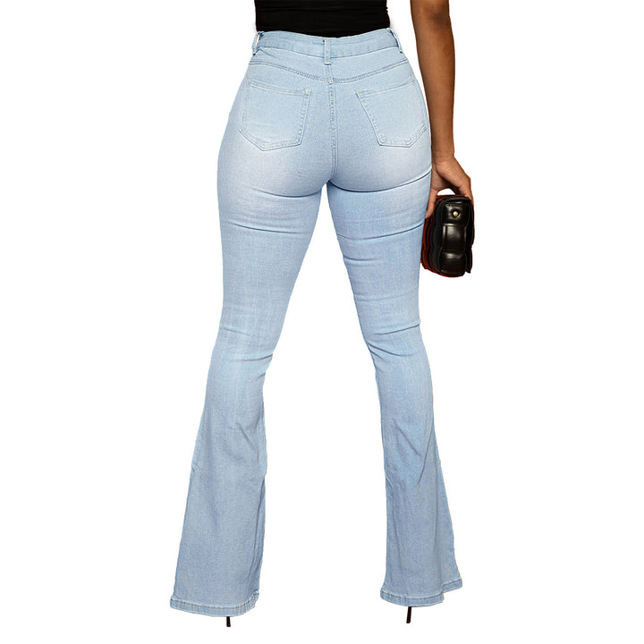 Ladies' high-waisted fitted flared jeans made of stretch denim with flared leg Amarae