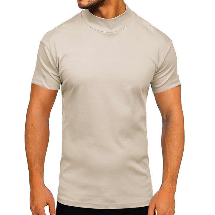 Modern short-sleeved men's t-shirt with high collar and textured design Lune London