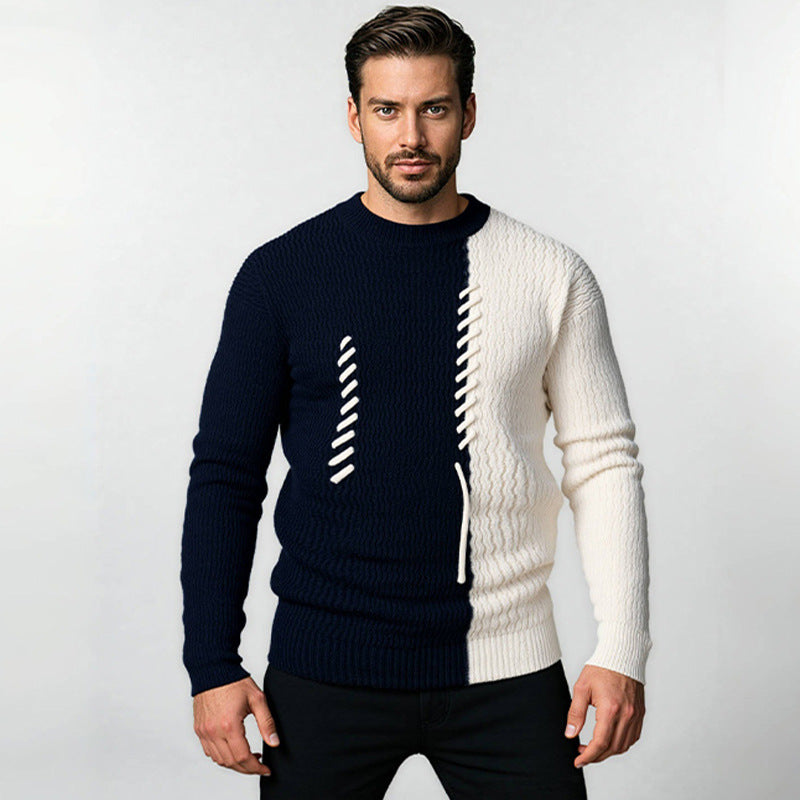 Men's knit sweater with modern structured design and contrasting patterns Lune London