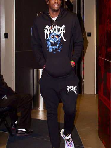 Hooded sweatshirt and jogging set for men with artistic skull pattern Amarae