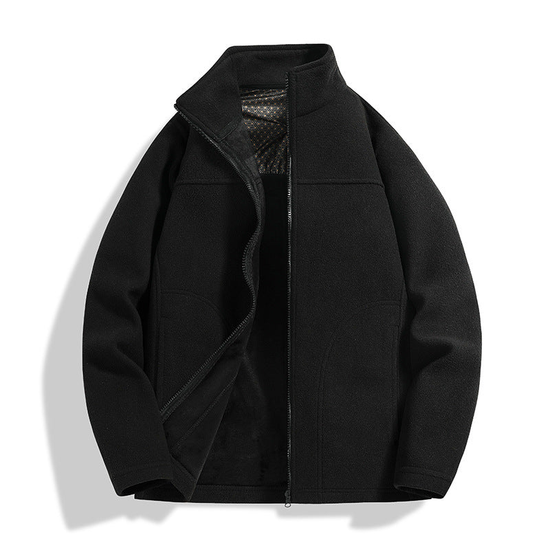 Men's fleece outdoor jacket with stand-up collar, full-length zipper, and windproof inner membrane Amarae