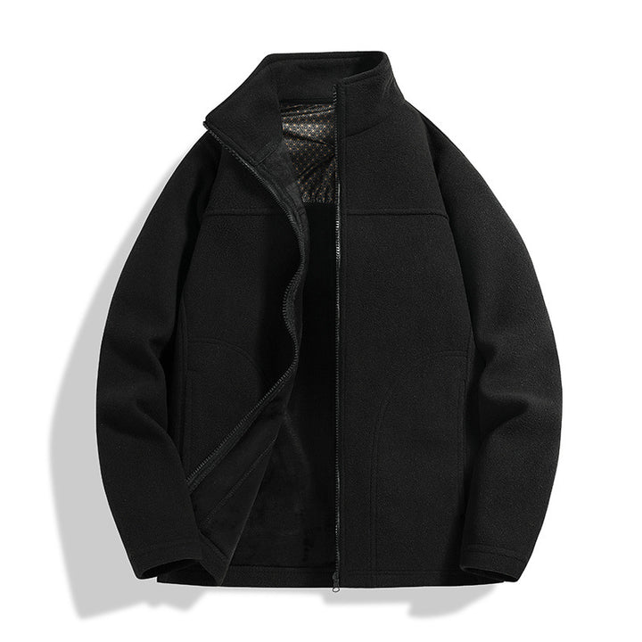 Men's fleece outdoor jacket with stand-up collar, full-length zipper, and windproof inner membrane Amarae