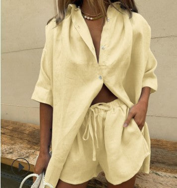Women Casual Linen Top with Shorts Lune London