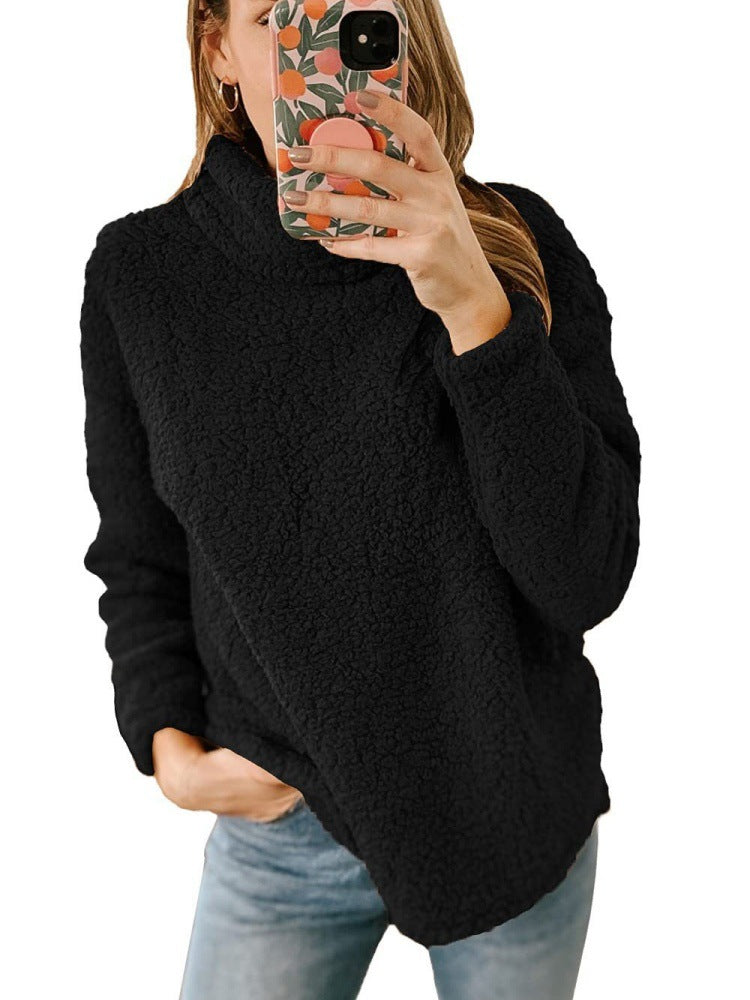 Pull en molleton confortable pour femmes avec col montant et surface texturée Chic & Stil