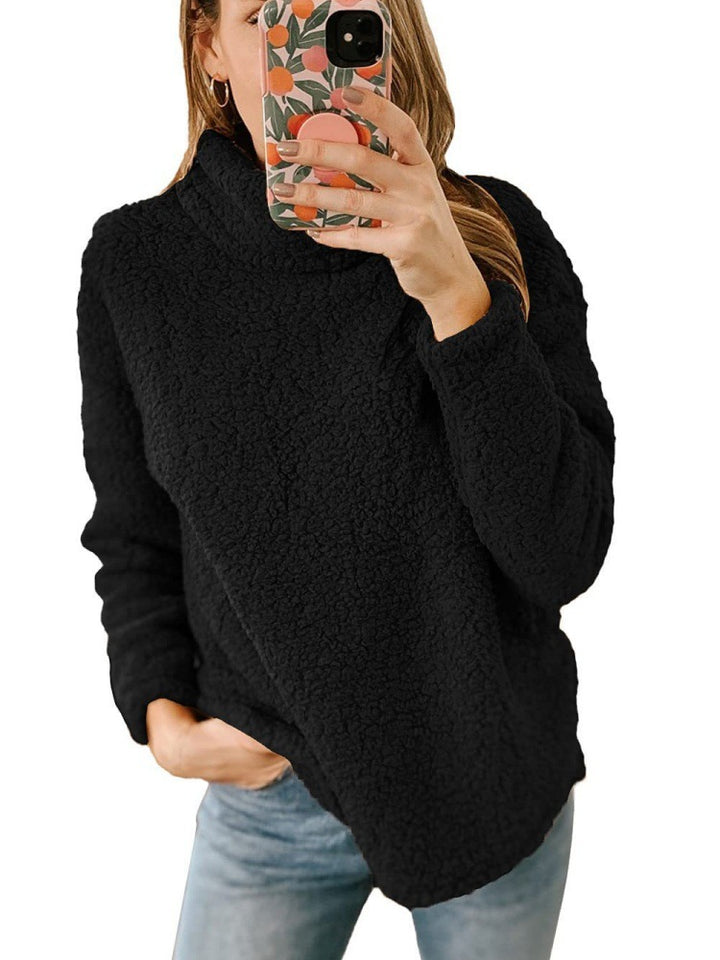 Pull en molleton confortable pour femmes avec col montant et surface texturée Chic & Stil