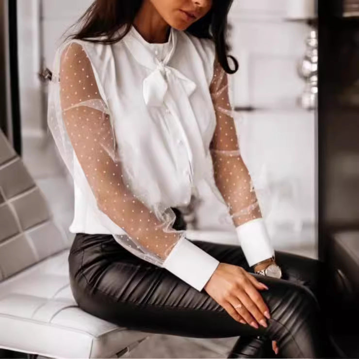 Ladies elegant blouse with transparent sleeves Lune London
