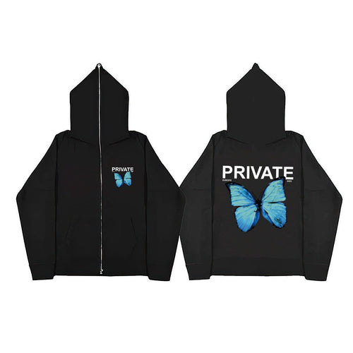 Women's fleece hoodie with colorful butterfly design Amarae