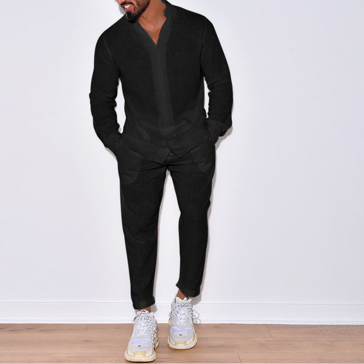 Men's casual linen set with button placket and elastic waistband Lune London