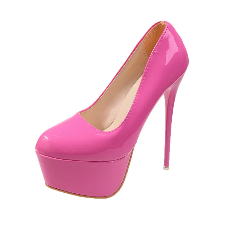Women's Platform Pumps with Shiny Upper Material and High Stiletto Heel Lune London