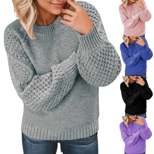 Thick knitted sweater for women with voluminous sleeves and a unique texture Chic und Stil