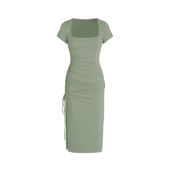 Robe midi ajustée pour femme avec fente latérale et détails froncés Chic & Stil