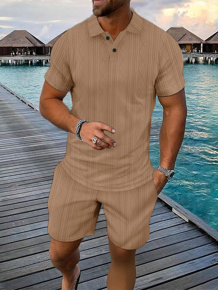 Men's Structured Knit Polo Set and Chic Shorts