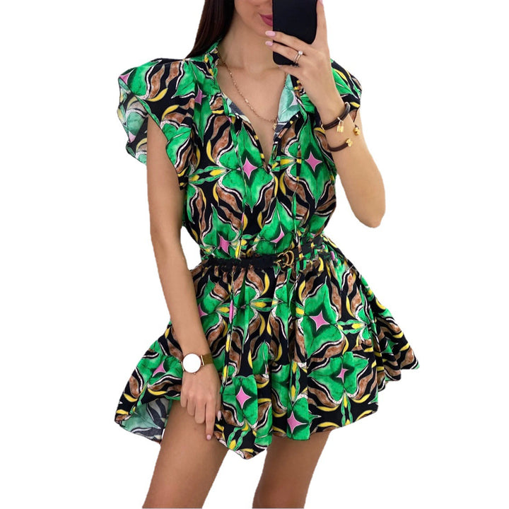 Elegant mini floral dress for women with gathered hems Lune London