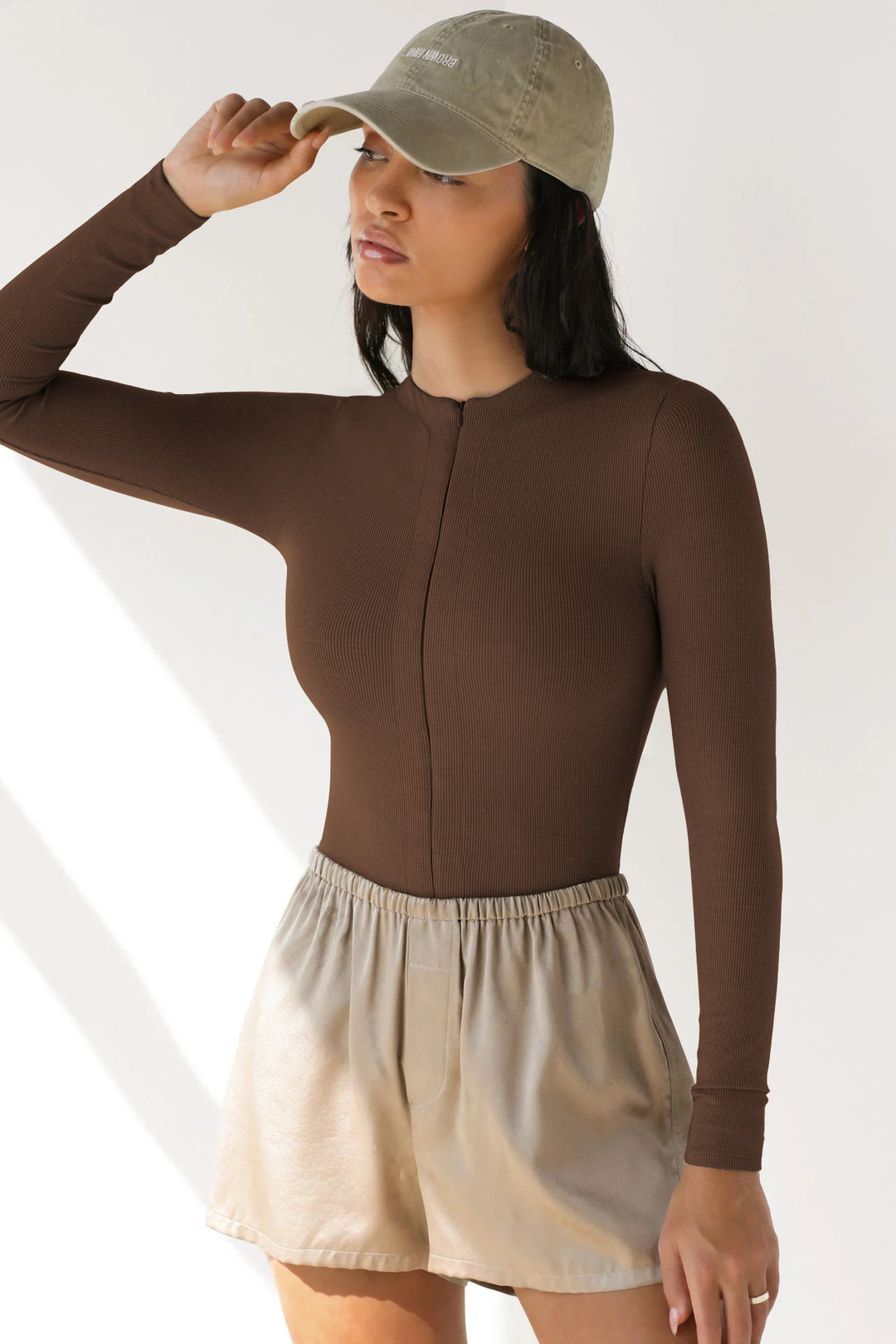 Long sleeve bodysuit for women with zipper Lune London