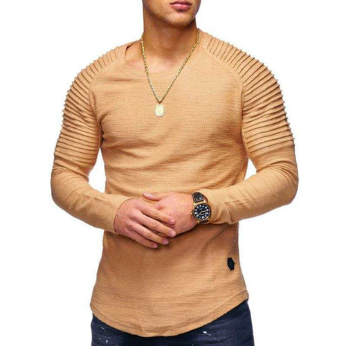 Elegant long-sleeve sweater for men with textured design and slim fit Amarae