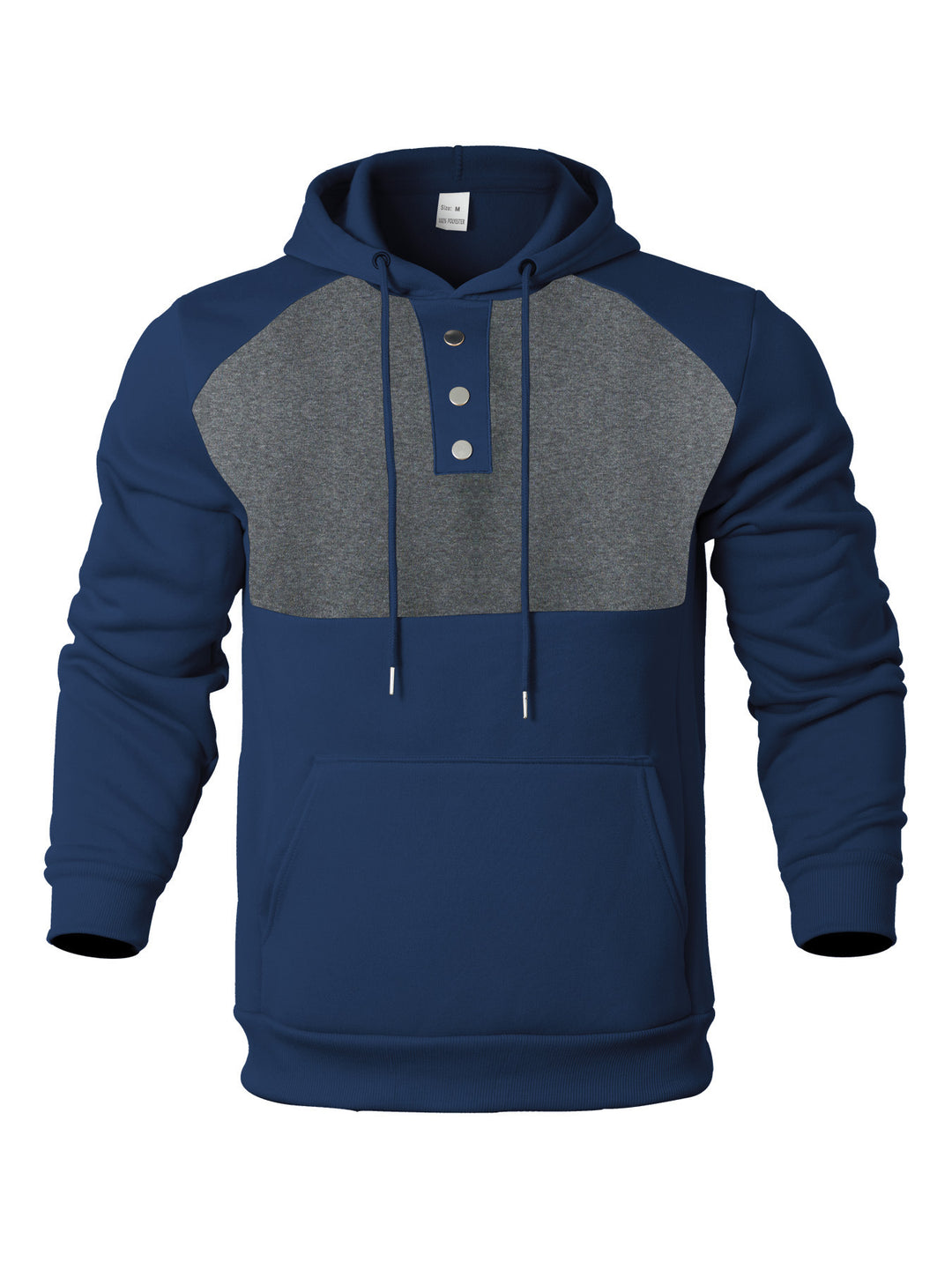 Men's stylish hoodie with contrasting color zone and practical button details Lune London