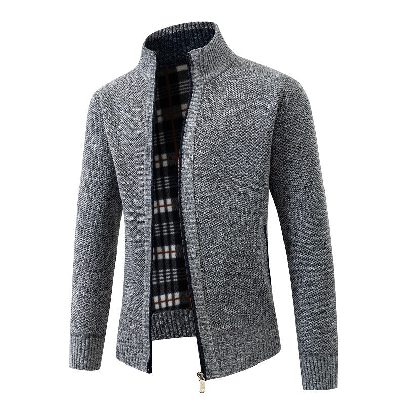 Men's knit jacket with textured design and high collar Lune London