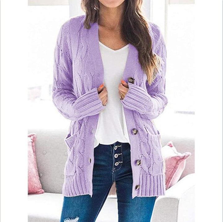 Knit jacket for women with chunky braid design and practical pockets Lune London