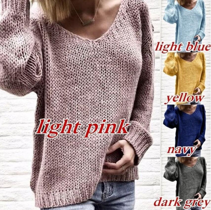 V-neck oversized sweater for women with a loose fit and textured fabric Lune London