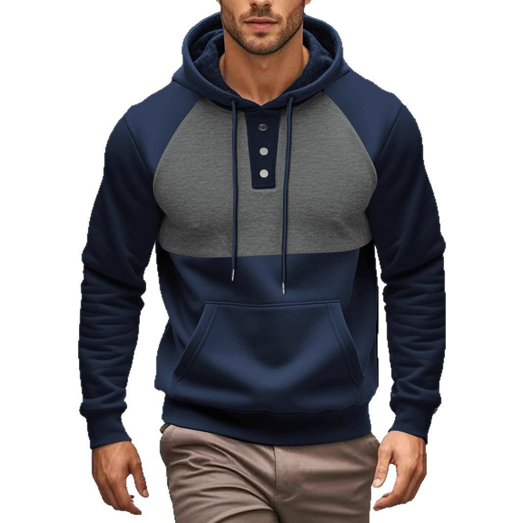 Men's Hoodie with button placket and contrasting details Lune London