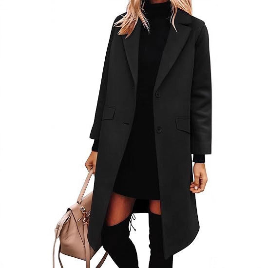 Ladies Elegant Wool Coat with Classic Lapel Lune London