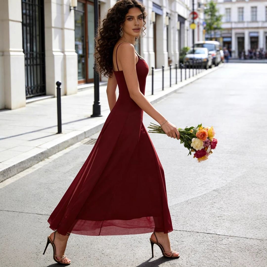 Women Elegant Party Dress with Sparkling Details and Swinging Skirt Lune London