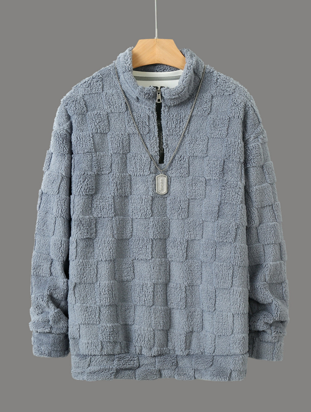 Comfortable fleece pullover for men with a high collar and zipper Lune London